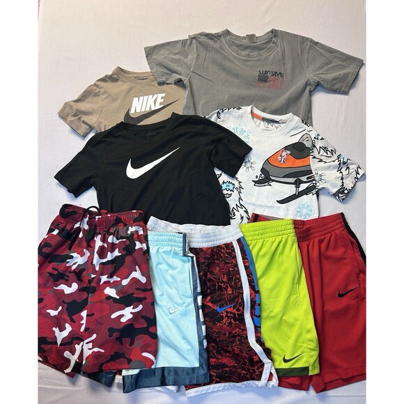 Lot Of Boys Clothes Shirts Shorts Sports Athletic Nike + Youth Large - Picture 2 of 9